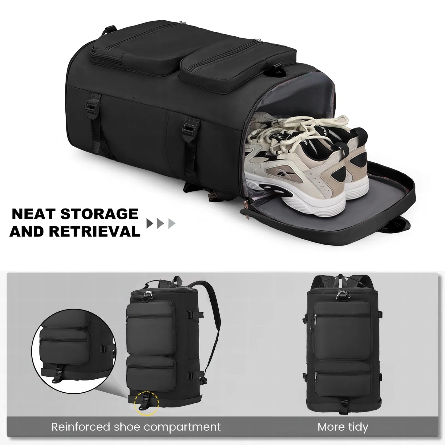 Duffle Bag Gym Bags Waterproof Sports Duffel Bags Travel Weekender Bag for Men Women Overnight Bag with Shoes Compartment