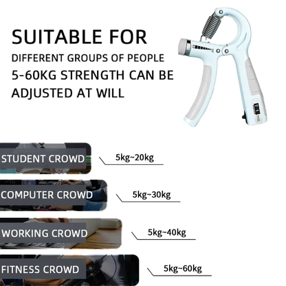 5-60Kg Adjustable Hand Grip Strengthener Hand Grip Trainer with Counter Wrist Forearm and Hand Exerciser for Muscle Building